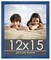 12x15 Classic Modern Blue Picture Frame - UV Acrylic, Foam Board Backing, Hanging Hardware